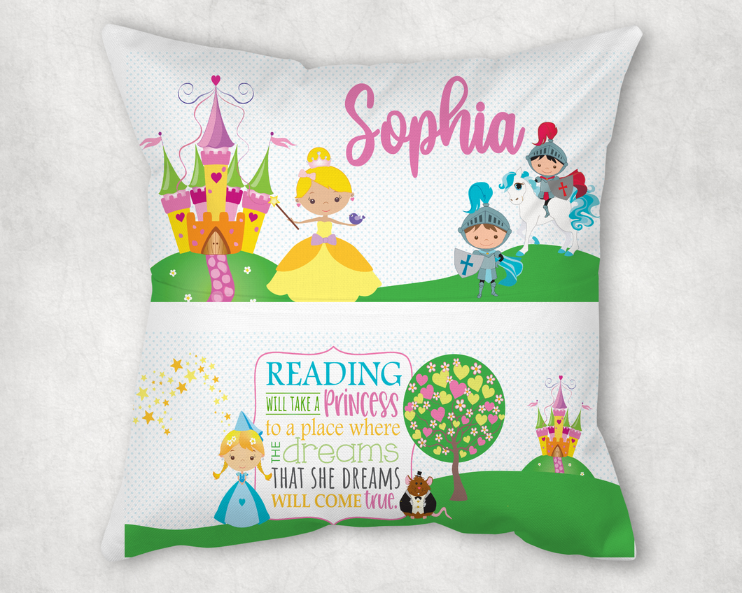 Personalised Blond Princess cushion birthday daughter granddaughter Ariel Belle Cinderella Sleeping Beauty 5th 6th 7th 8th 9th 10th