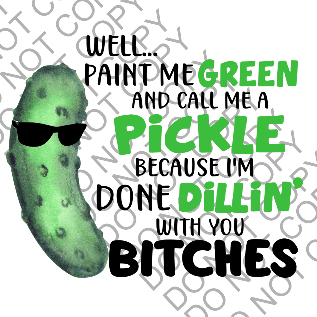 Green Pickle  Adult Humor Clear Cast Sticker