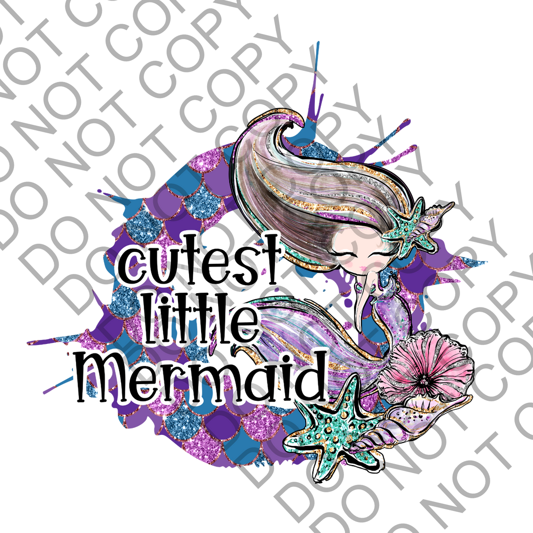 Cutest Little Mermaid Clear Cast Sticker