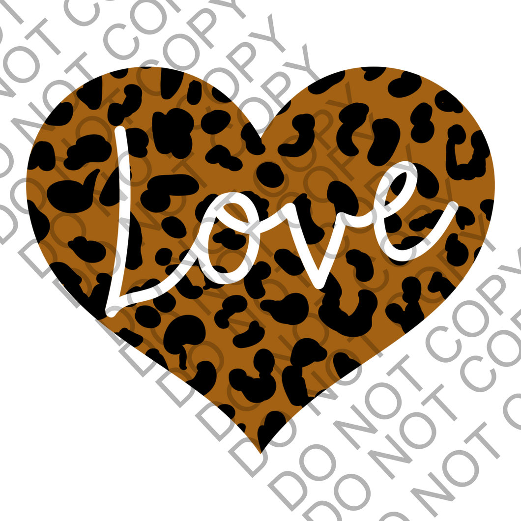 Love Leopard heart Clear Cast Sticker