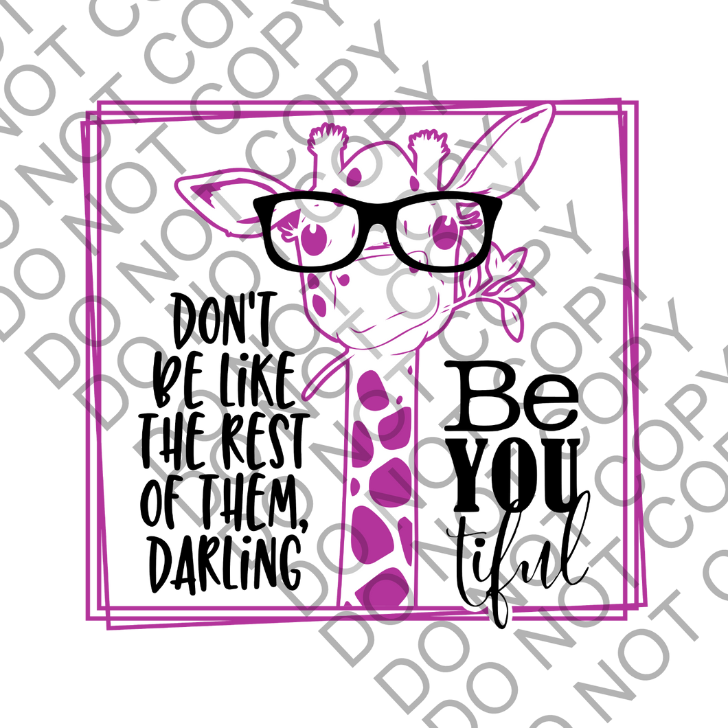 Be You Tiful Giraffe Positivity Empowering Clear Cast Sticker