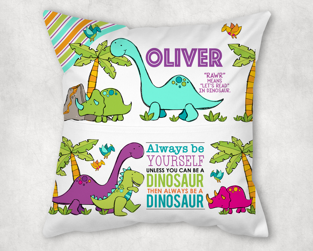Dinosaur Book Pocket Cushion