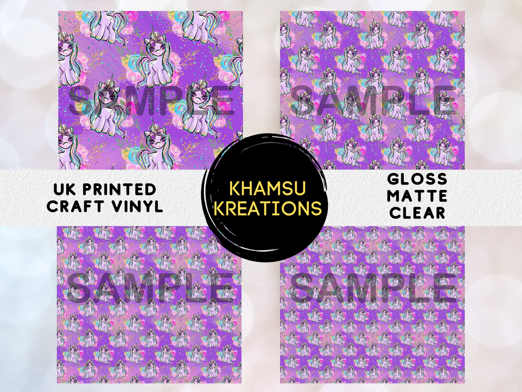 Angry Purple Unicorn Pattern Printed Vinyl UK Permanent Craft Tumbler