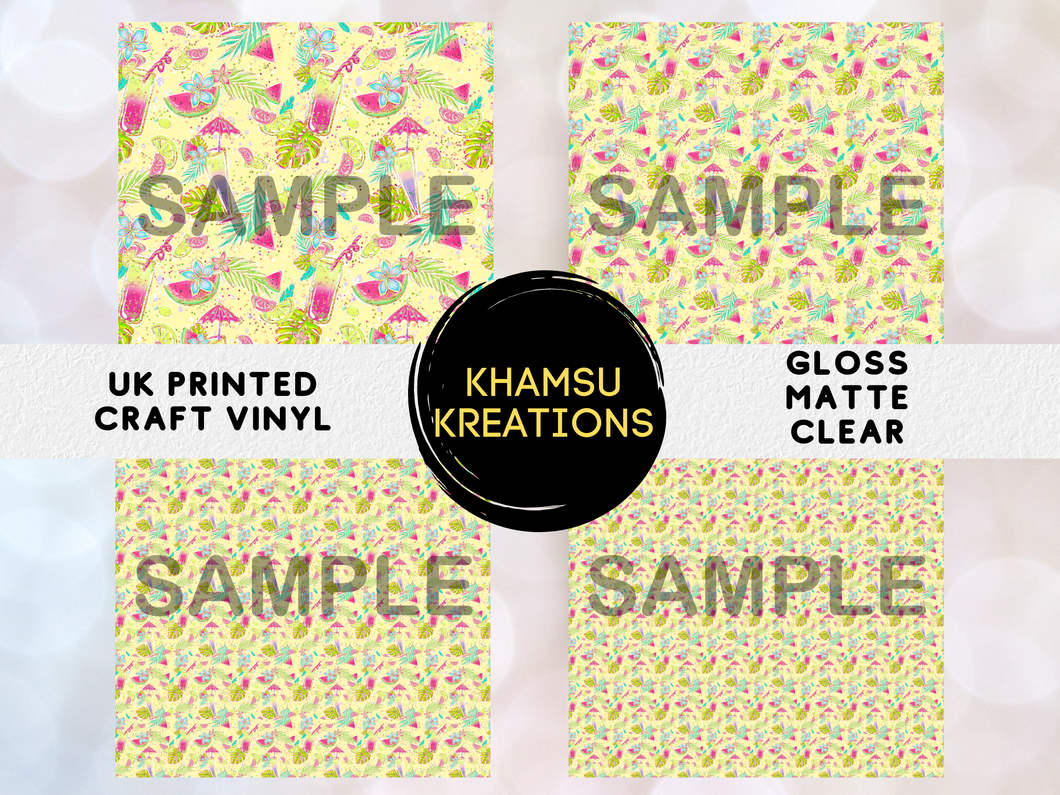 Karamfila Summer Vibes yellow Pattern Printed Vinyl UK Permanent Craft Tumbler