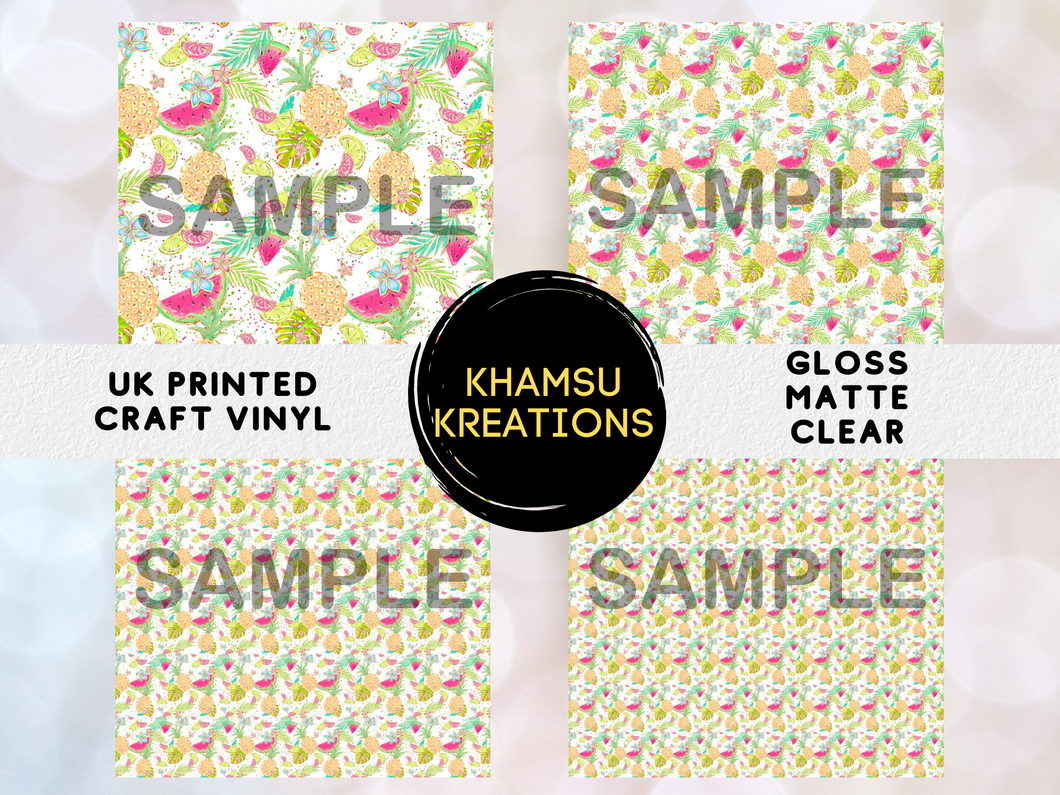Karamfila Summer Vibes white Pattern Printed Vinyl UK Permanent Craft Tumbler