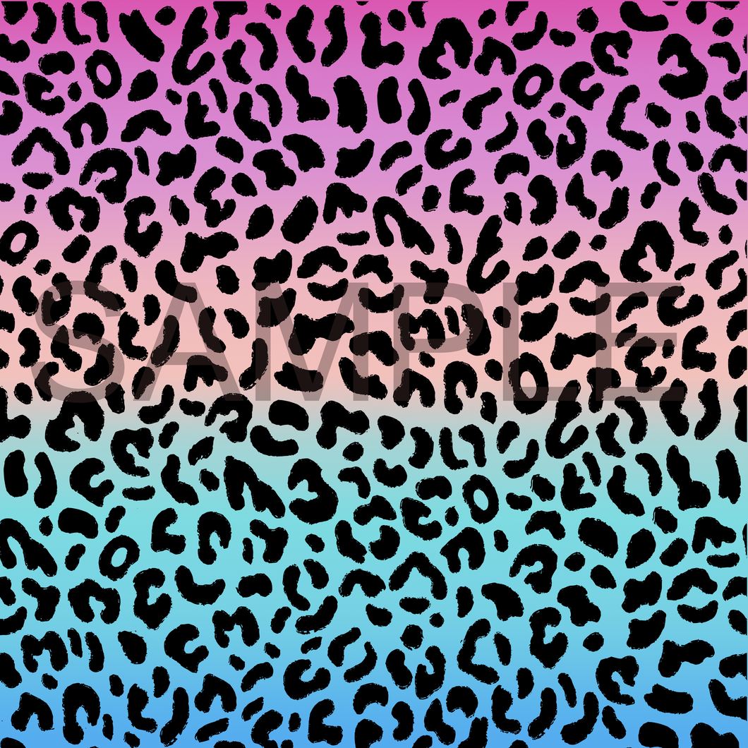 Rainbow Ombre Leopard Animal Pattern Printed Vinyl UK Permanent Craft Tumbler