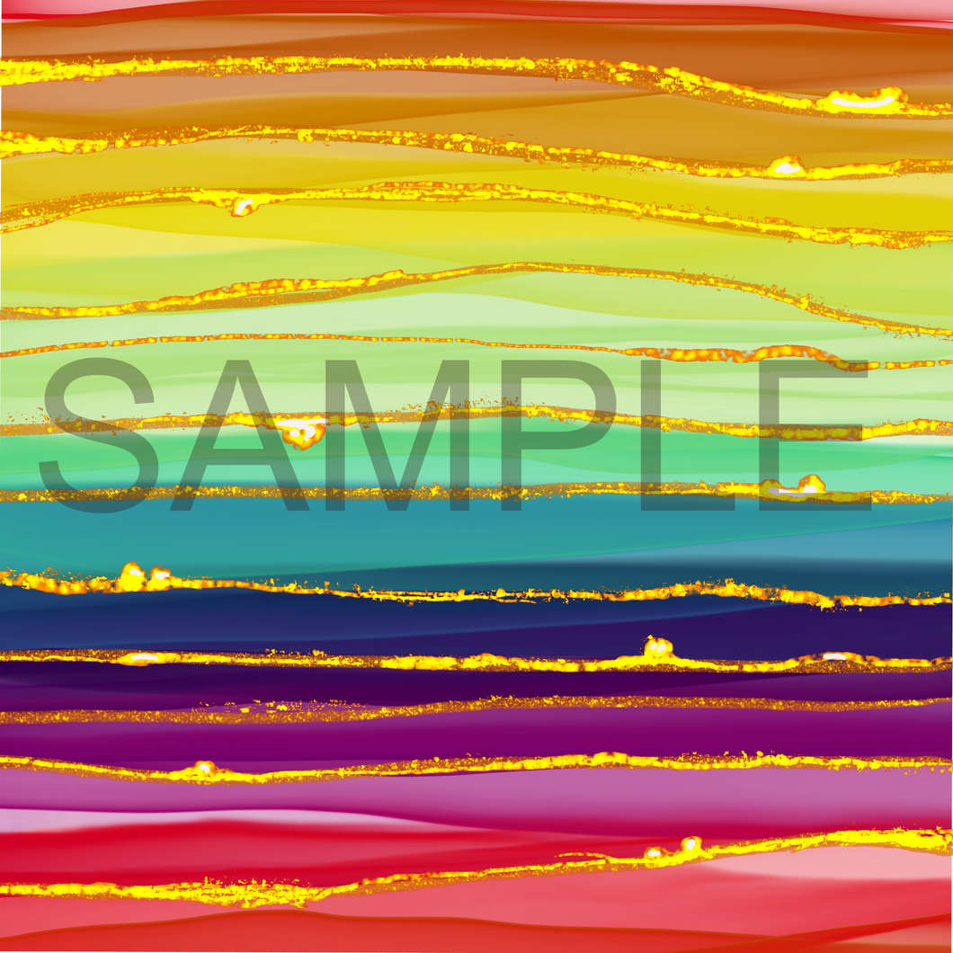 Rainbow ink and gold  Pattern Printed Vinyl UK Permanent Craft Tumbler