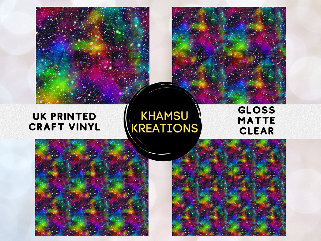 Galaxy Rainbow pattern Printed Vinyl UK Permanent Craft Tumbler