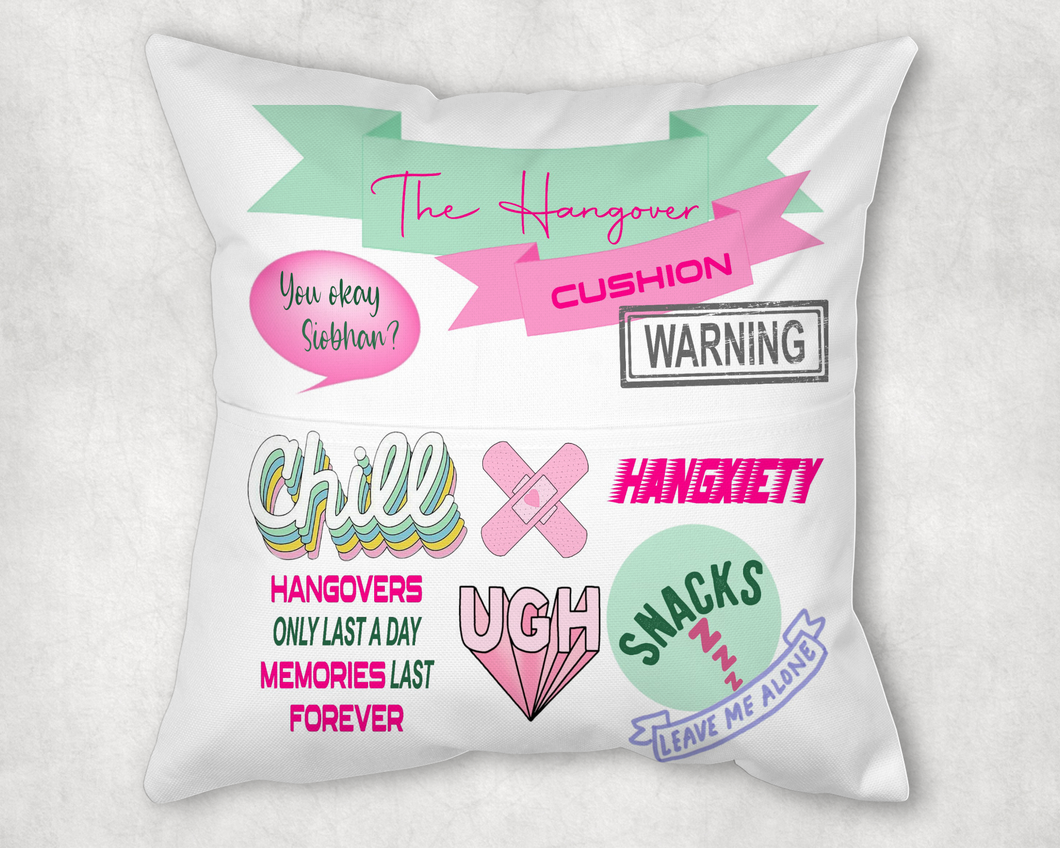 Hangover Girl Comfort Night Out Pocket Cushion Comfort Hangover kit Survival Kit Girly Cushion Teenager Gift 18th 21st Birthday Daughter