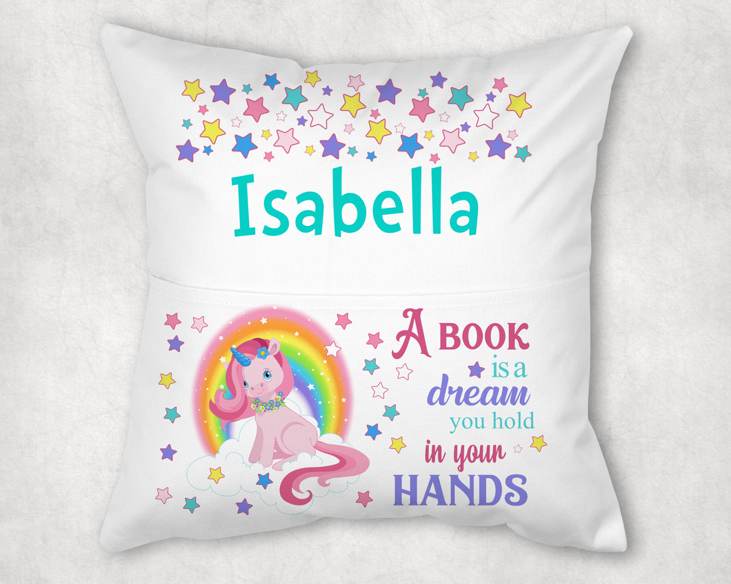 Personalised Unicorn Rainbow Pocket Cushion