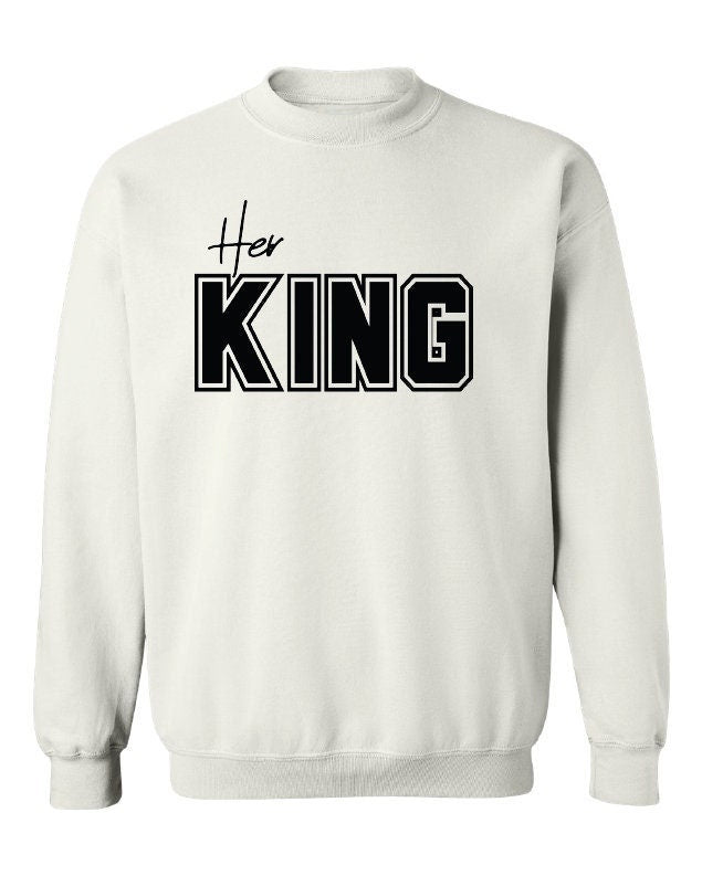 Her King His Queen Matching tops Jumpers Sweaters, Couples matching sweatshirt, Valentines day tops, His and hers Jumpers