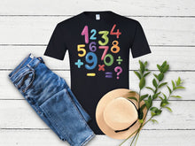 Load image into Gallery viewer, Numbers day Shirt Top TShirt T-Shirt Tee Kids Boys Girls Colourful Number Day Maths Symbols School Charity Day Feb 4th 2022
