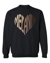 Load image into Gallery viewer, Melanin heart Jumper, Melanin Top, Black Pride Jumper, african american Top, black history month empowerment, black excellence, afro sweater
